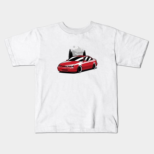 Red Opel Calibra Classic Coupe Kids T-Shirt by KaroCars